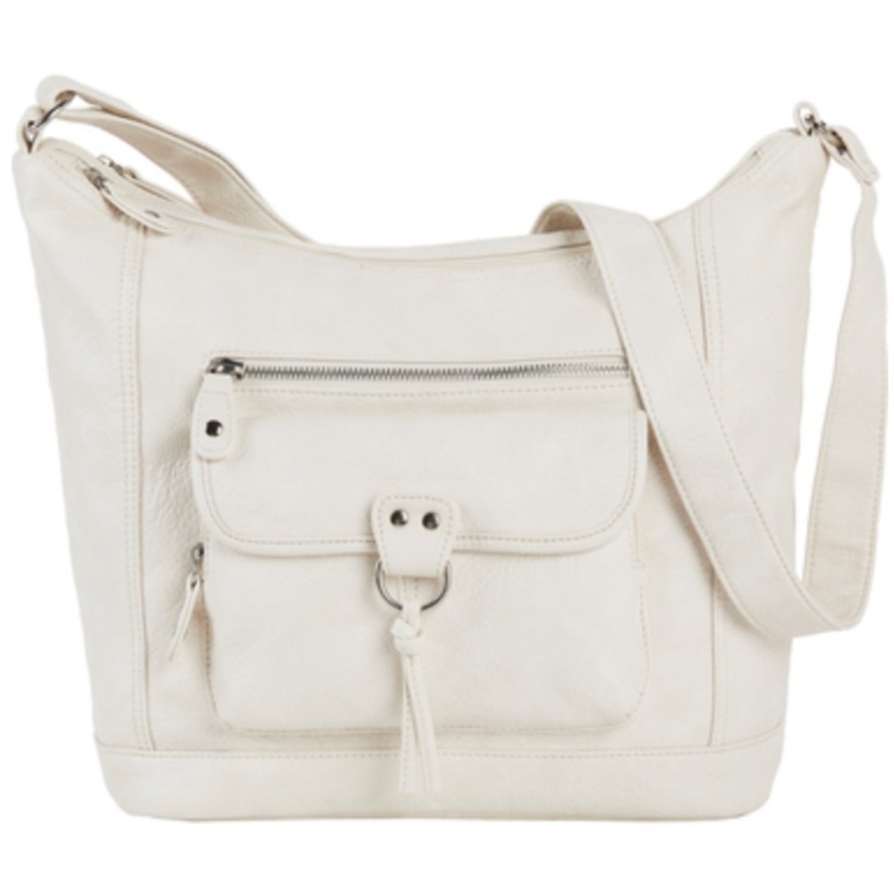 🆕 Bueno Solana Washed Large White Leather Hobo Handbag - Picture 2 of 10